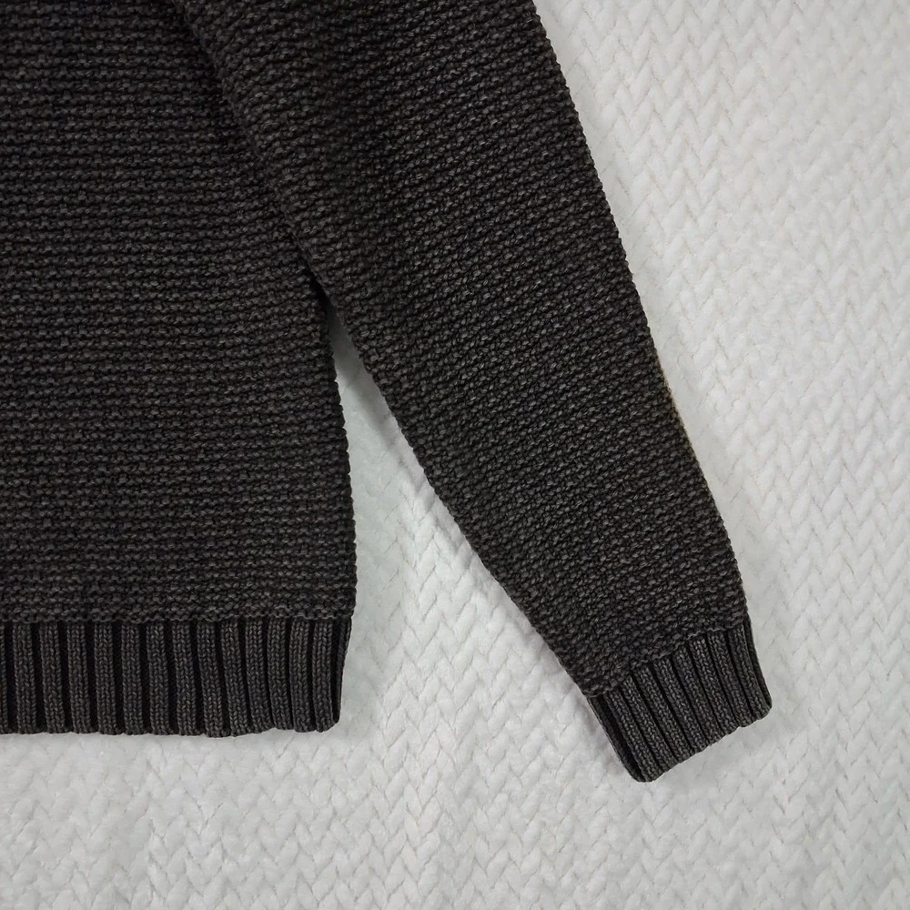 Carbon 2 Cobalt Heavy Knit Full Zip Hoodie Sweater Mens Size M Gray Brown.